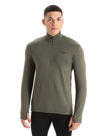 Pánské Mikiny S Kapucí Icebreaker Merino Original Long Sleeve Half Zip Olivy Zelené | CZ 1676RVDW
